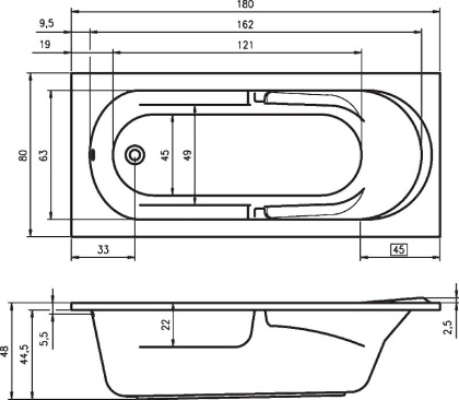 Акриловая ванна Riho Future, 180х80