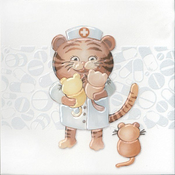 Декор VT\A502\5009 Айболит 2 белый,бежевый 20см*20см*6,9мм (1уп/10шт)фауна, шт