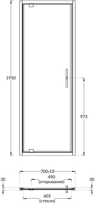 Душевая дверь vetro, распашная, 70х195, хром Душевая дверь vetro, распашная, 70х195, хром