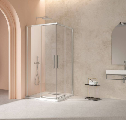 Душевой уголок Слим-Н (Slim-N) VSP-4SN100CLBN, 1000*1000, брашированный никель, стекло прозрачное