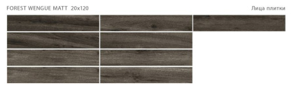 Керамогранит матовый FOREST WENGUE 20x120 MATT, Forest