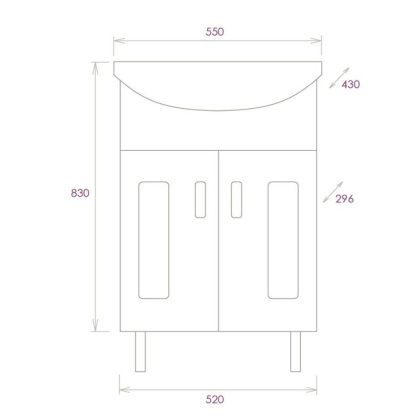 Тумба Onika Кристалл 55 напольная, белая (ум. Балтика 55)