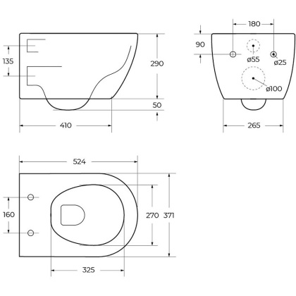 Унитаз подвесной безободковый CEZARES COMFORT CZR-191-TH