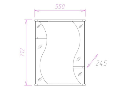 Шкаф-зеркало Onika Лилия 55 белый, правый, с подсветкой