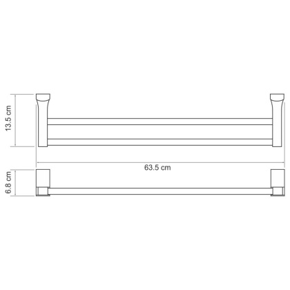 Держатель полотенец Leine двойной, 63,5х6,8х13,5 см, хром, K-5040WHITE
