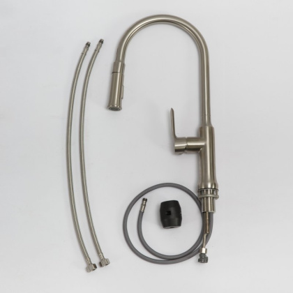 Смеситель для кухни с выдвижным изливом,двухрежимный, нержавеющая сталь, исполнение сатин BB-LAM38-IN