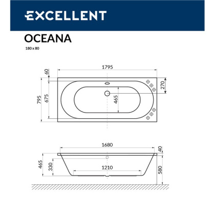 Ванна EXCELLENT Oceana 180x80 "ULTRA" (золото) Ванна EXCELLENT Oceana 180x80 "ULTRA" (золото)
