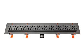 Душевой лоток 65 см Creto Zigzag CRE-650 ZB с решеткой, черный