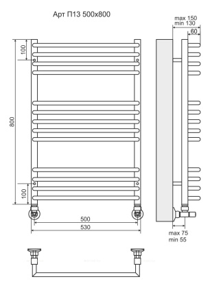 Полотенцесушитель Terminus Арт П13 500х800 Полотенцесушитель Terminus Арт П13 500х800