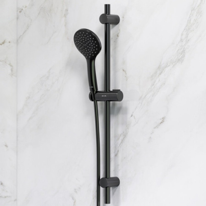F0190022 Gem душ.комплект: ручн.душ 1 ф-ция d 110 мм, штанга 700, шланг 1 750 мм, Черный, шт.