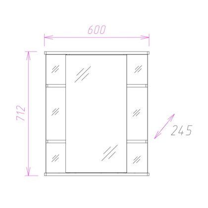 Шкаф-зеркало Onika Глория 60 белый, левый, с подсветкой