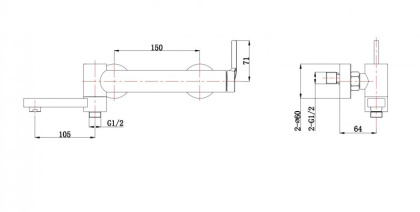 ETN-VASM-IN Смеситель для ванны и душа с поворотным изливом Исполнение: Сатин 