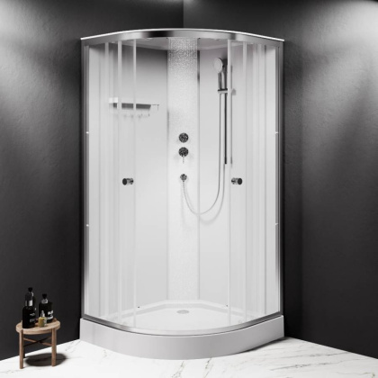 W94C-401-100MT X-Joy кабина душевая  100x100, 1/4 круга,  профиль мат.хром, стекло прозрачное