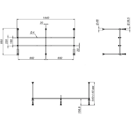 W01A-150-070W-R Разборный каркас для ванны 150х70 см