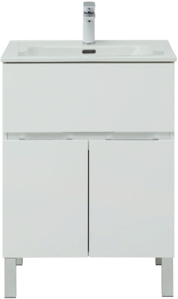 Тумба под раковину Aquanet Алвита New 60 1 ящик, 2 дверцы, белый матовый Тумба под раковину Aquanet Алвита New 60 1 ящик, 2 дверцы, белый матовый
