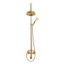 FIRST-CVD-03/24-M Душевая колонна со смесителем для ванны,верхнего и ручного душа,золото, ручки золото