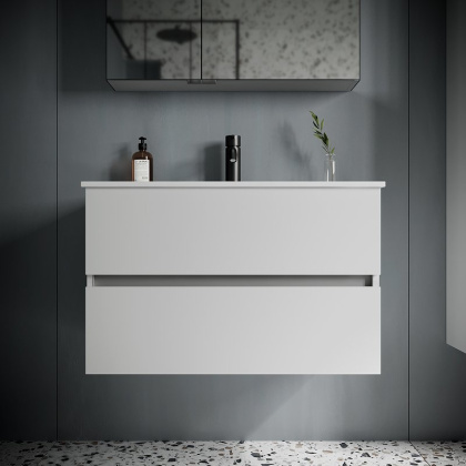 Тумба подвесная SANCOS Urban 790х450х550, c двумя ящиками оснащенными доводчиками, белый глянец , арт. UR80W Тумба подвесная SANCOS Urban 790х450х550, c двумя ящиками оснащенными доводчиками, белый глянец , арт. UR80W