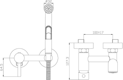Смеситель Rossinka X25-52 с гигиеническим душем встраиваемый