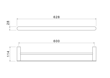 Полотенцедержатель двойной 600 мм AQUATEK, матовый черный AQ4430MB ЛИРА