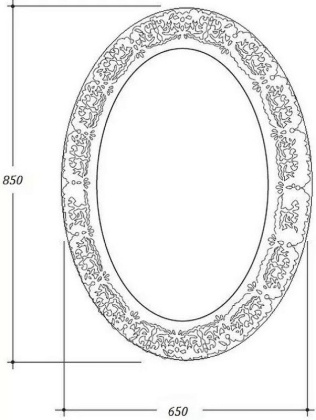 Зеркало овальное, золото, 85х65 (полиуретан) эмаль 511-G Boheme