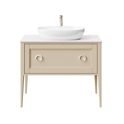 Тумба PLAZA Classic Neo напольная с ящиками 100, капучино матовая PL.CN.100.1+1\CAP.M