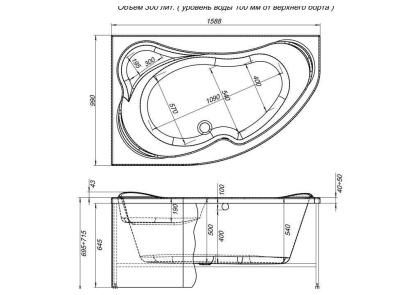 Акриловая ванна Aquanet Capri 160х100 L 203911