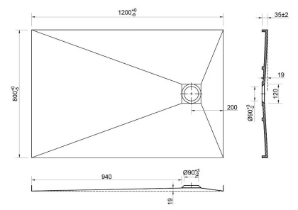 Поддон для душа из искусственного камня VST-2SR8012B, 1200*800*35, черный матовый Поддон для душа из искусственного камня VST-2SR8012B, 1200*800*35, черный матовый