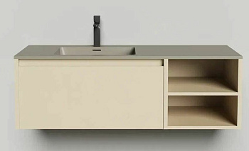 Подвесная тумба Domino 1200, эмаль, с открытой полкой, под встраиваемую раковину