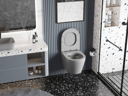 Унитаз ABBER Bequem AC1102MG подвесной серый матовый, безободковый