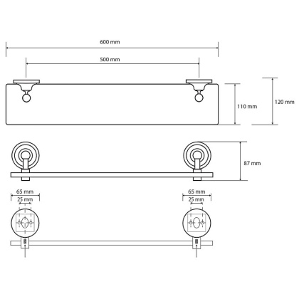 Стеклянная полка Bemeta Retro bronze 144102247 Бронза
