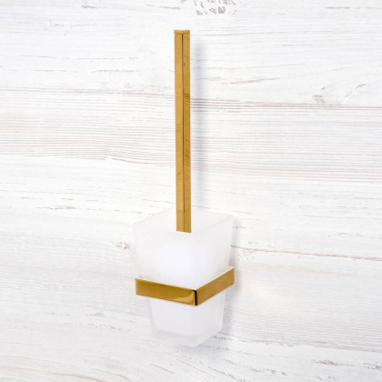 Щетка для унитаза подвесная Sauer, 9,4х36х11,8 см, цвет белый и золото, K-7927