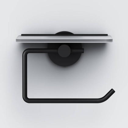 Держатель для туалетной бумаги X-Joy с полкой, 10,5х14х11,2 см, черный, A85A341522