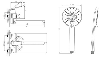 Смеситель для ванны с длинным поворотным изливом RUSH Nevis (NE1735-51)
