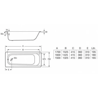 CONTESA стальная ванна 170X70