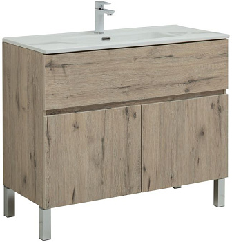 Тумба под раковину Aquanet Алвита New 100 1 ящик, 2 дверцы, дуб веллингтон белый Тумба под раковину Aquanet Алвита New 100 1 ящик, 2 дверцы, дуб веллингтон белый