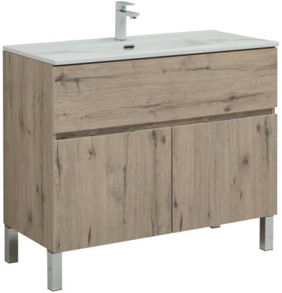 Тумба под раковину Aquanet Алвита New 100 1 ящик, 2 дверцы, дуб веллингтон белый Тумба под раковину Aquanet Алвита New 100 1 ящик, 2 дверцы, дуб веллингтон белый