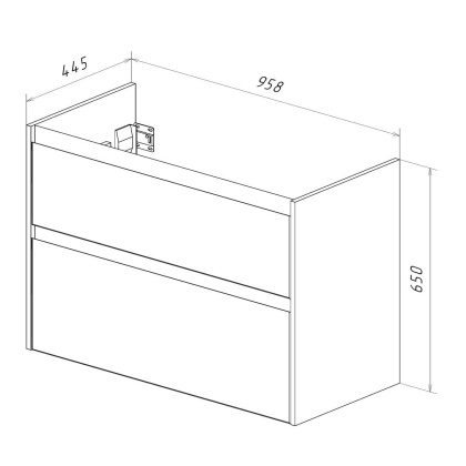 Тумба Lemark COMBI 100см под 1 раковину, подвесная/напольная, 2 ящика, цвет планки: Чёрный, цвет корпуса, фасада: Белый глянец