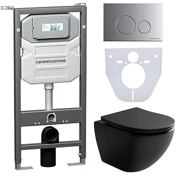 Сет 4 в 1 Инсталляция с кнопкой+унитаз+шумоизоляция