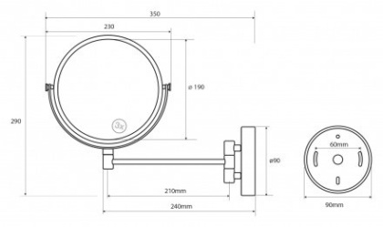 Косметическое зеркало без подсветки 365x265 Косметическое зеркало без подсветки 365x265