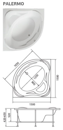 Акриловая ванна 1Marka Gracia 150х90 R 01гр1590п Акриловая ванна 1Marka Gracia 150х90 R 01гр1590п