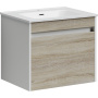 Тумба подвесная SANCOS Smart 590х450х500, c двумя ящиками оснащенными доводчиками, дуб бардолино/белый , арт. SM60E