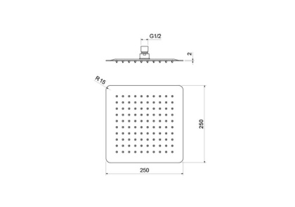 Квадратный верхний душ  250*250*2 мм AQUATEK AQ2072CR 