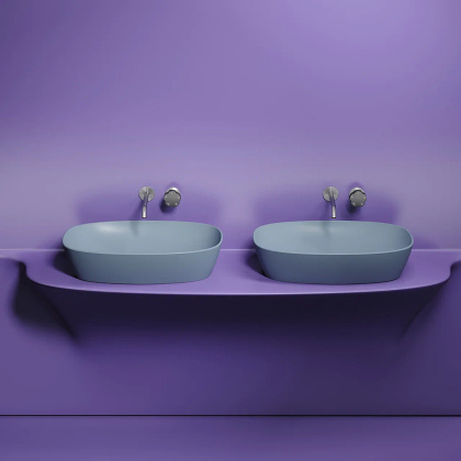 Умывальник чаша накладная овальная (цвет Серо-Голубой Матовый) Element 600*380*138мм