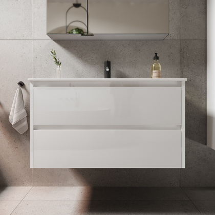 Тумба подвесная SANCOS Libra 890х450х500, c двумя ящиками оснащенными доводчиками, белый глянец , арт. LB90W Тумба подвесная SANCOS Libra 890х450х500, c двумя ящиками оснащенными доводчиками, белый глянец , арт. LB90W
