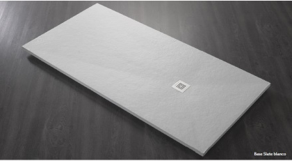 PLATO/BASE/NINETY/SLATE/ANG/BLANCO/90x90 Поддон радиусный из искусственного мрамора (акрон) с сифоном и решеткой из нерж. стали в комплекте Форма:R Цвет Blanco 