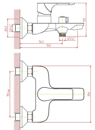 Смеситель для ванны/душа Orange Aristo M19-300w с душевым набором