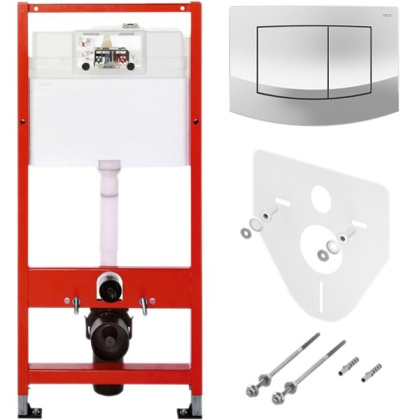 Комплект установки подвесного унитаза: модуль, панель TECEambia хром глянцевый, унитаз TECEone