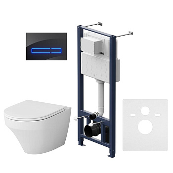 IS450A38.501700 Инсталляция с клавишей Touchless Pro стекло, черн. с подвесным унитазом Inspire FlashClean с сид м/л