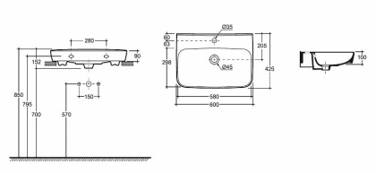 Умывальник мебельный керам. LAPARET Accord 60см белый с1