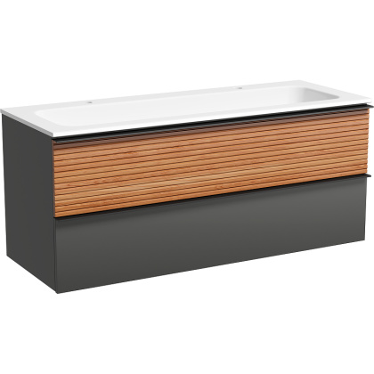 Тумба подвесная SANCOS Delta 1195х445х500, c двумя ящиками оснащенными доводчиками , дуб красный/графит , арт. DL120GR